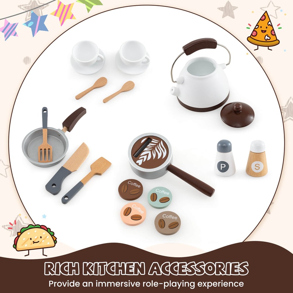 Corner Kitchen Playset w/ Coffee Machine Oven Microwave Washing Machine