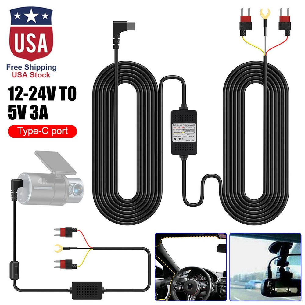 12-24V to 5V 3A Type-C Step-down Cable Suitable Fits Type-c Interface Recorders.