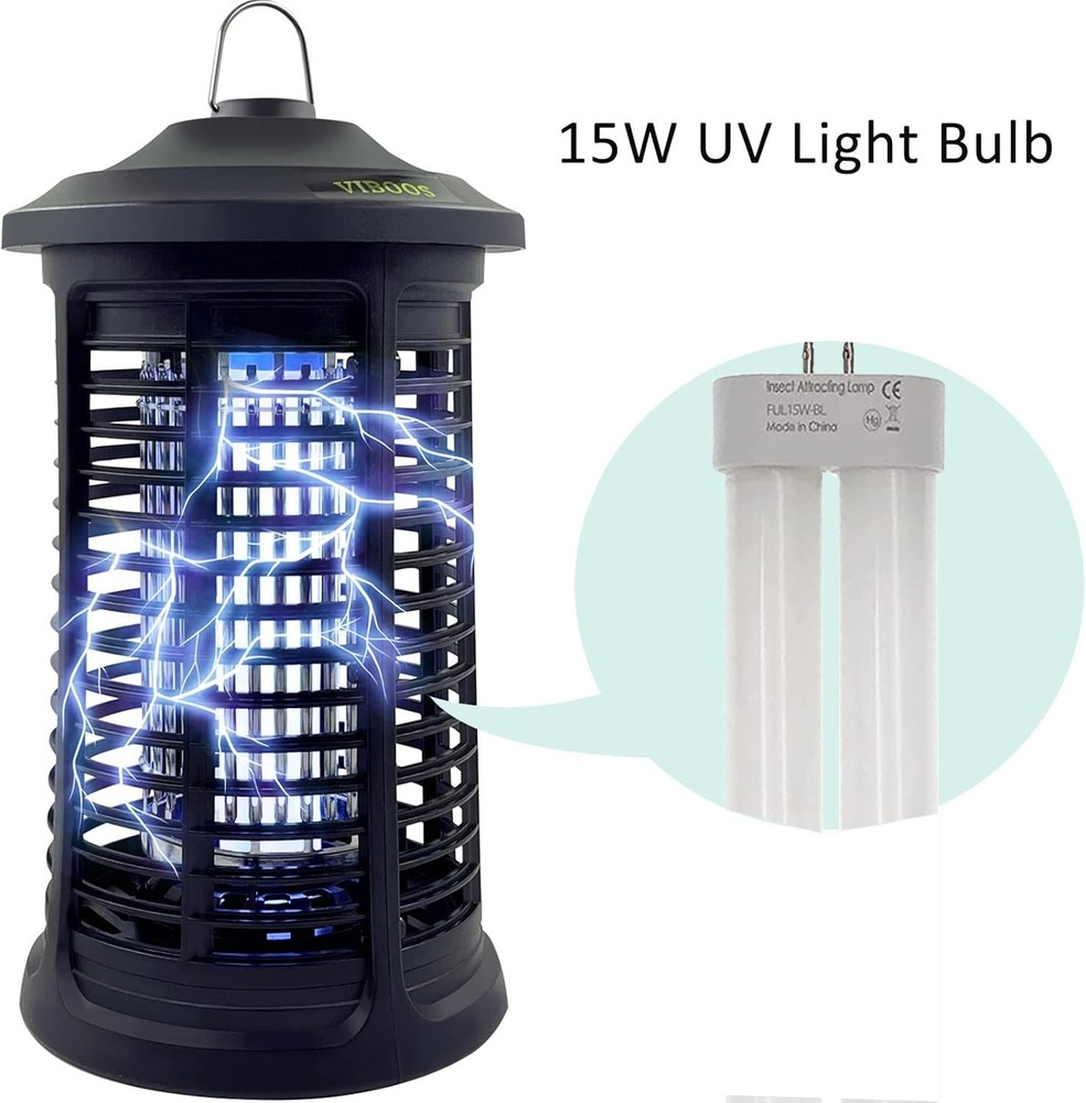 Efficient 15W UV Bug Zapper Light Bulb - U-Shaped 4-Pin Design, Attracts Insects