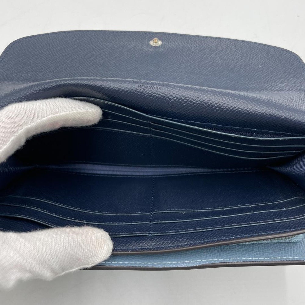 Authentic Coach Leather Long Wallet, Blue