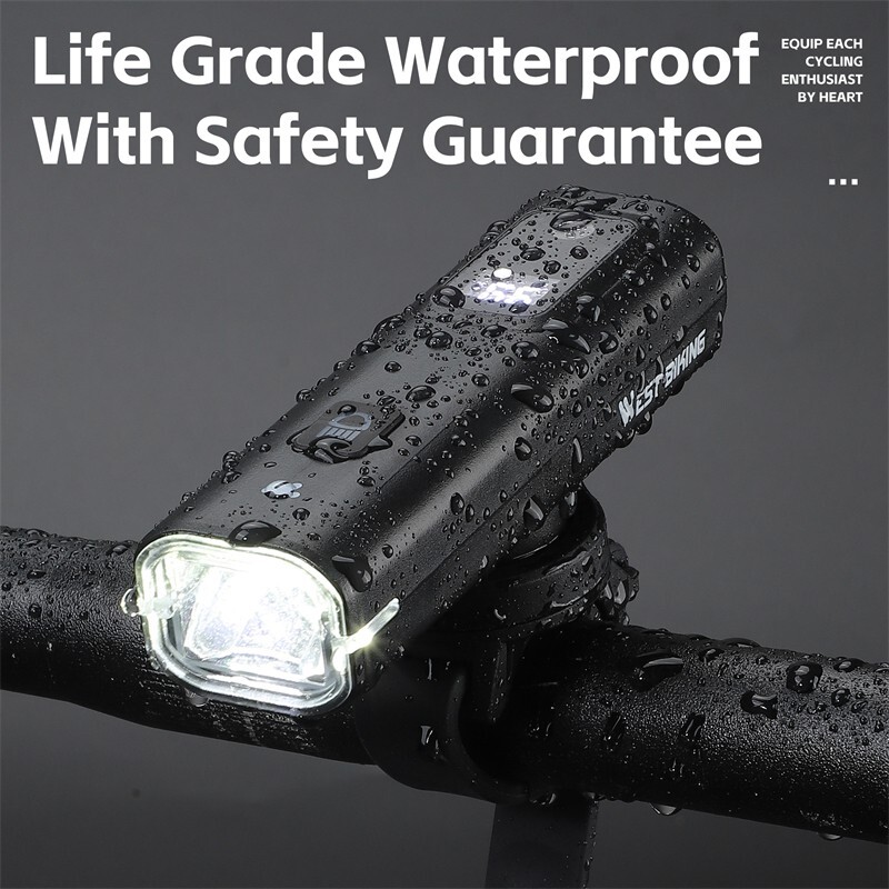WEST BIKING Bicycle Light Rechargeable Battery Display LED Front Headlight 400LM