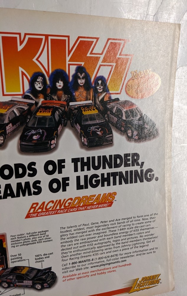KISS / JOHNNY LIGHTNING TOY CARS GOD OF THUNDER MAGAZINE PRINT ADVERTISEMENT