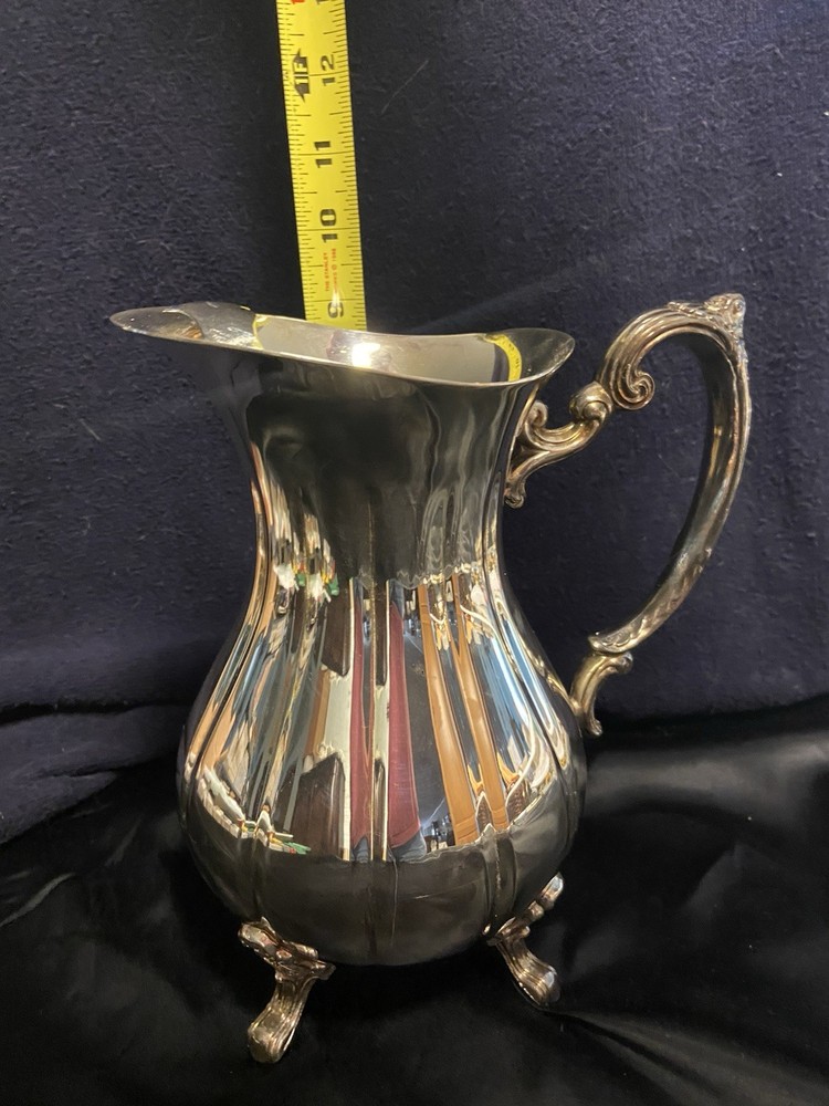 Vintage 80s Sheffield Silver Co Footed Water Pitcher Holloware S8506 9" Tall