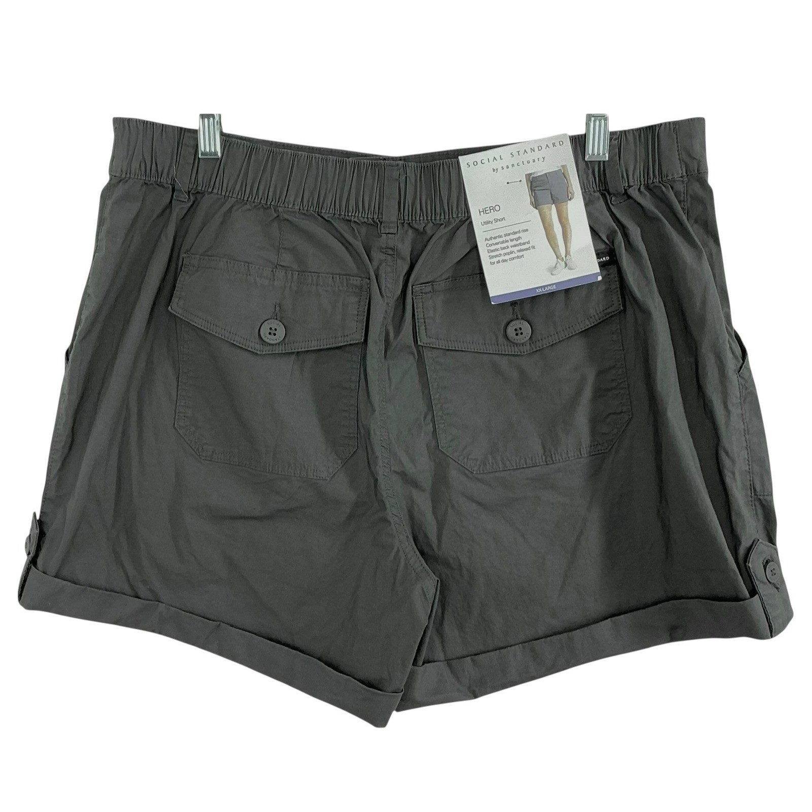 Sanctuary Social Standard Hero Utility Shorts Women's XXL NWT Washed Black