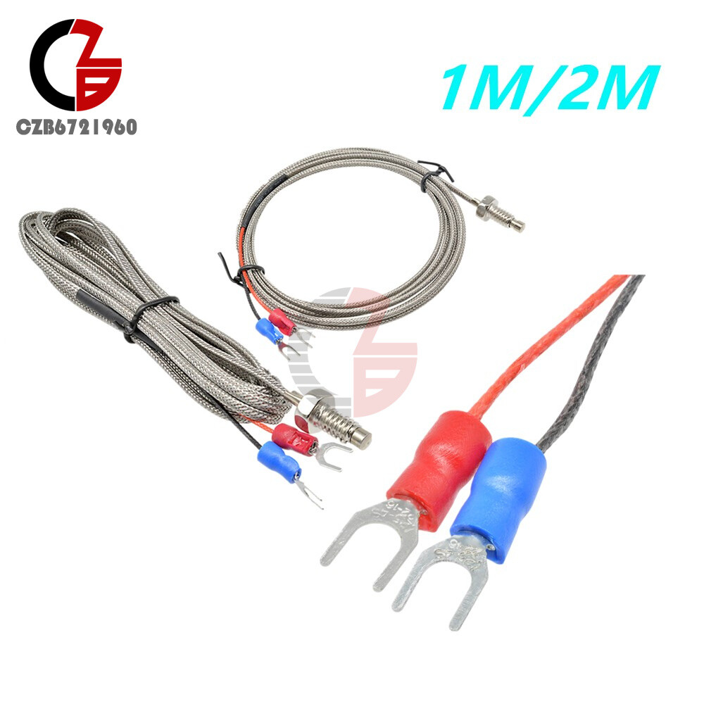 3.3ft/6.6ft 1M/2M K-Type Thermocouple Thread Temperature Controller Sensor Probe