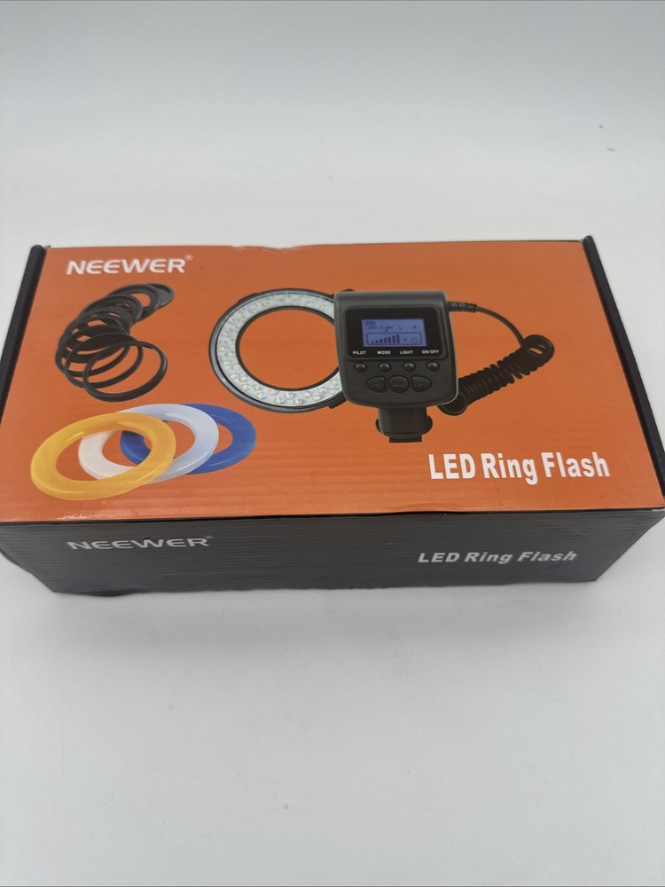 Neewer 48 Macro LED Ring Flash W/ Power Control, Adapter Rings Diffusers R550