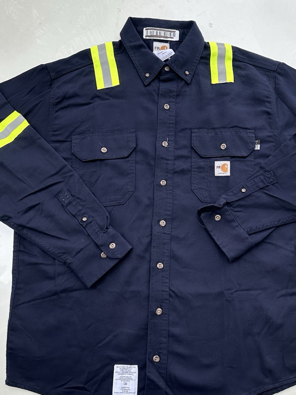 Carhartt FR Hi-Visibility Cotton Work Shirts Large Reg Lot of 2