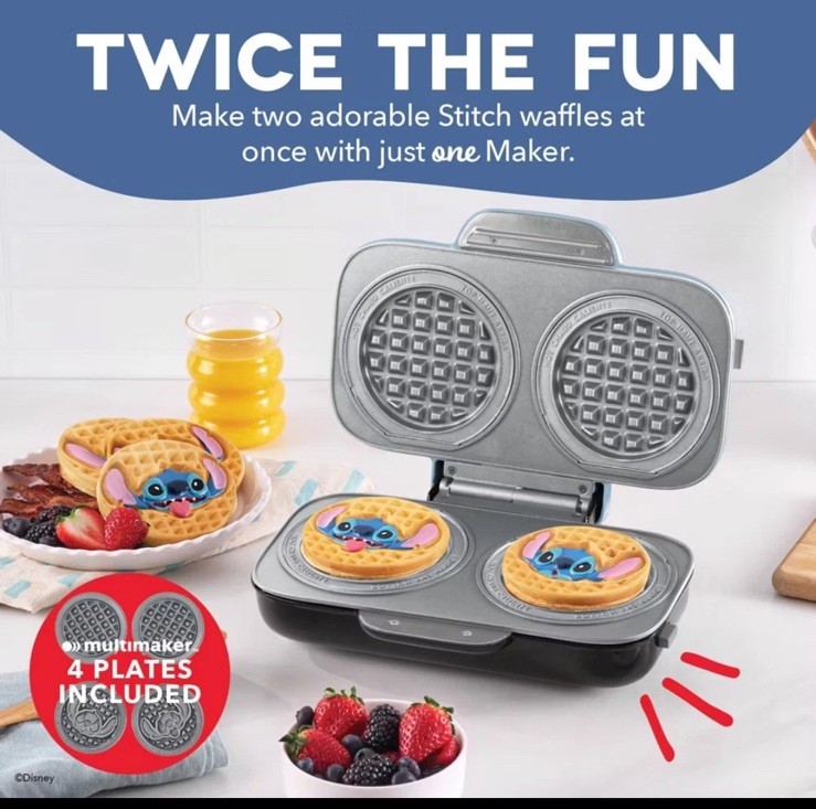 Disney Dash Stitch MultiMaker Double Waffle Maker System Stitch New
