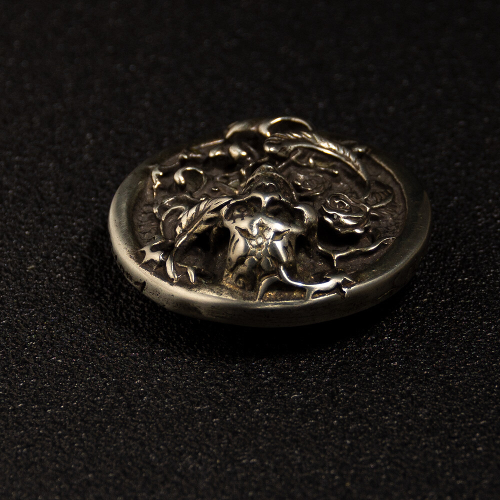 34mm Rose Skull Concho Screw Back White Copper