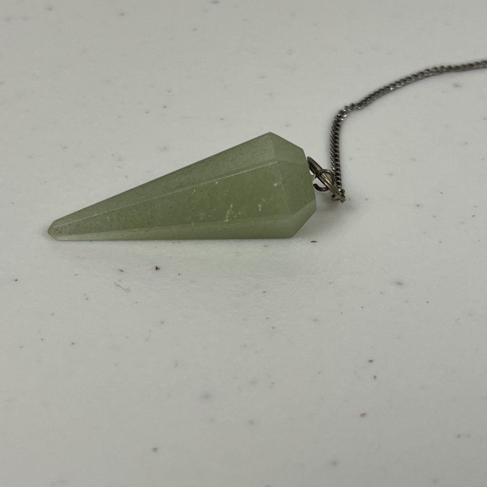 Green Aventurine Faceted Pendulum with Chain (Dowsing, Divination)