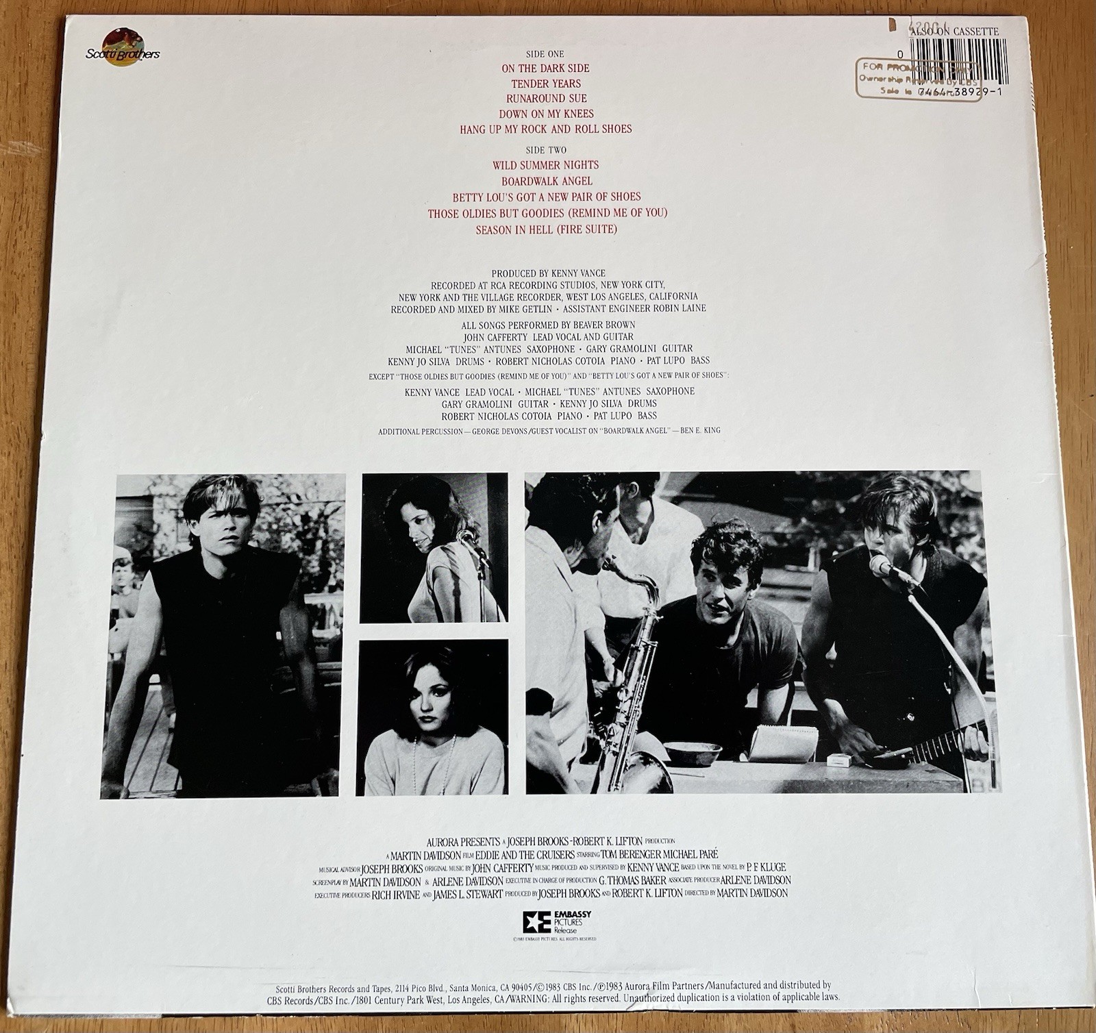 Eddie & The Cruisers Soundtrack Vinyl LP John Cafferty & Michael Pare Autographs