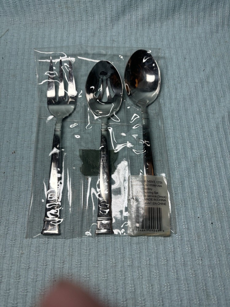 NEW Heritage Mint Bentley 3 pc Serving Set Flatware NEW In Package
