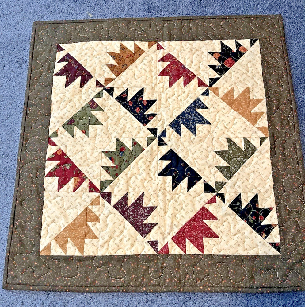 Hand Made Quilted Table Runner/ Topper /Mat ~Multicolor ~ 20.5" x 20.5