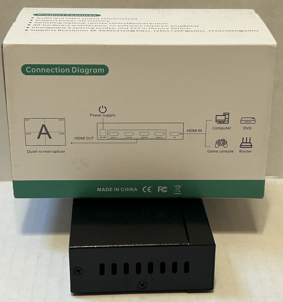 Yinker HDMI Video Wall Controller 2x2 With IR Remote 4K Input 1080p 8 Splicer