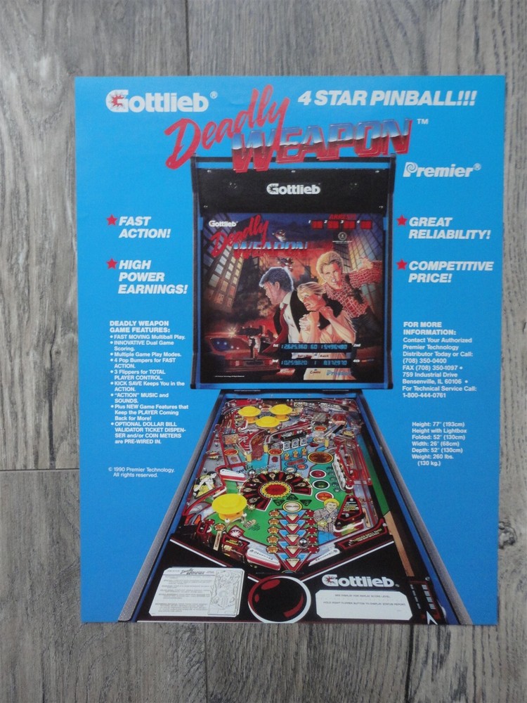 Deadly Weapon Pinball Flyer / Original Brochure
