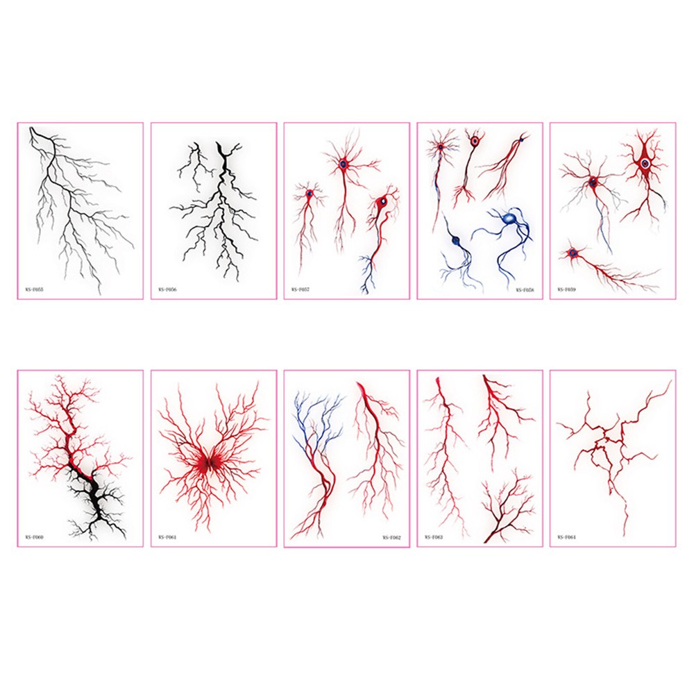 10Pcs Waterproof Realistic Simulation Vascular Cell Temporary Tattoos Stickers