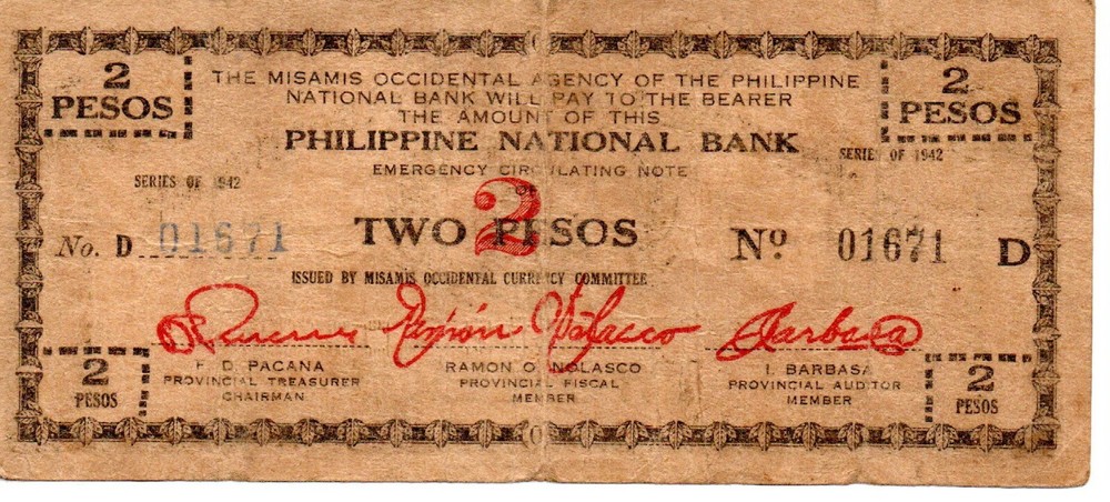 Philippines 2 Pesos Emergency Note 1942 As Pictured 01671