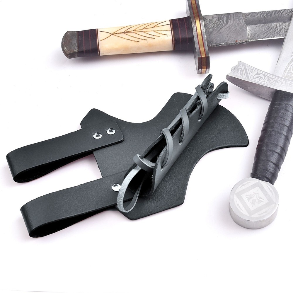 MEDIEVAL SWORD DAGGER LEATHER FUNCTIONAL COSTUME FROG/HOLDER ACCESSORY | Vikings