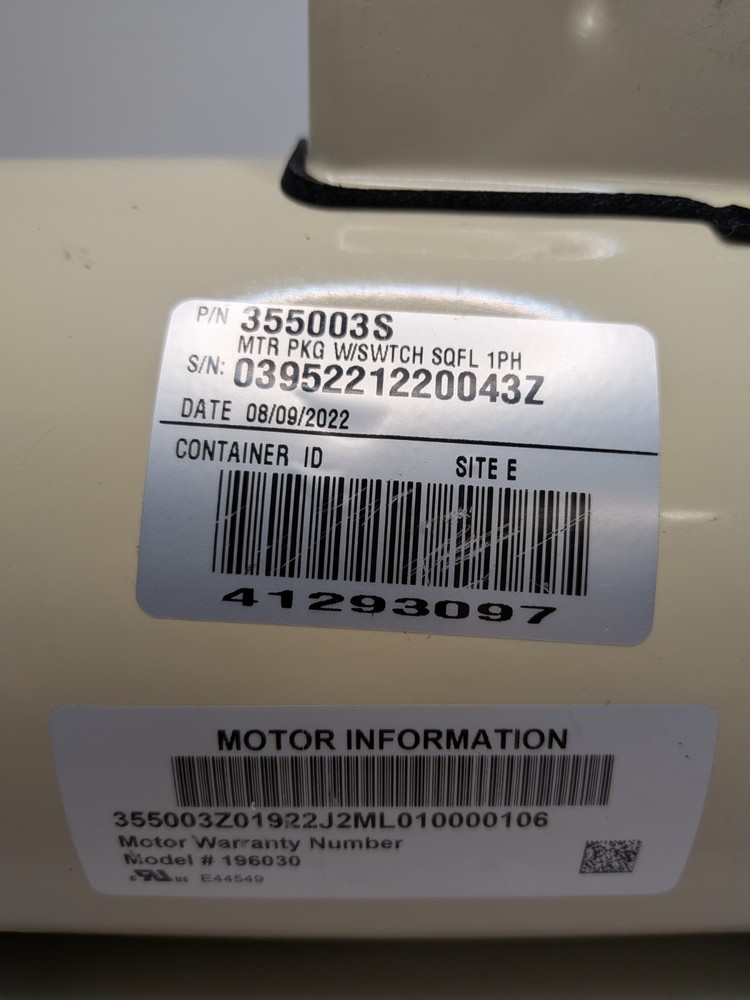 Pentair 355003S Motor ~ OPEN BOX