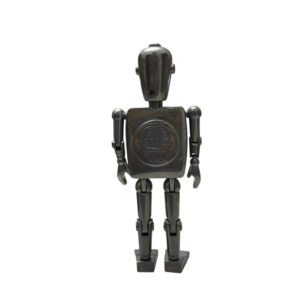Fossil Stan BIG TIC Robot Man Silver Clock 6” Tall