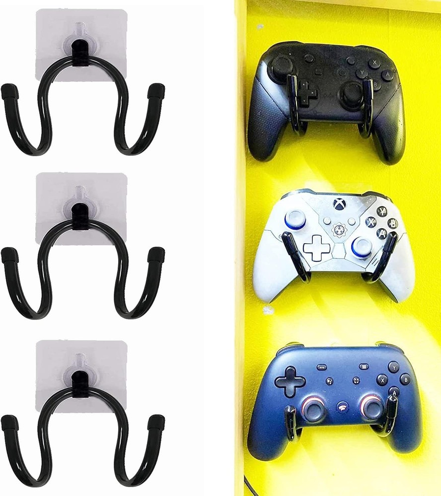 3 Pack Self Adhesive Game Controller Wall Mount Holder No Drill Storage Stand US
