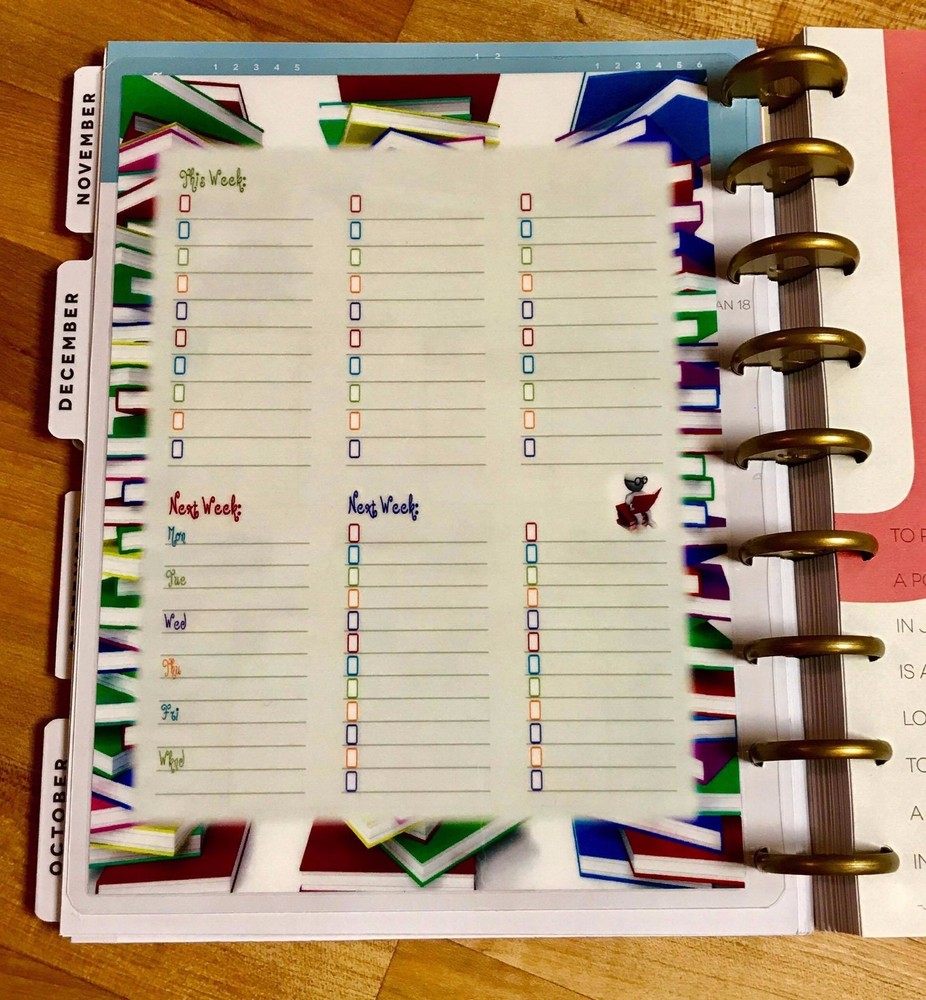 Weekly Homework Planner 2 Sided Dashboard Insert for use with HAPPY Planner