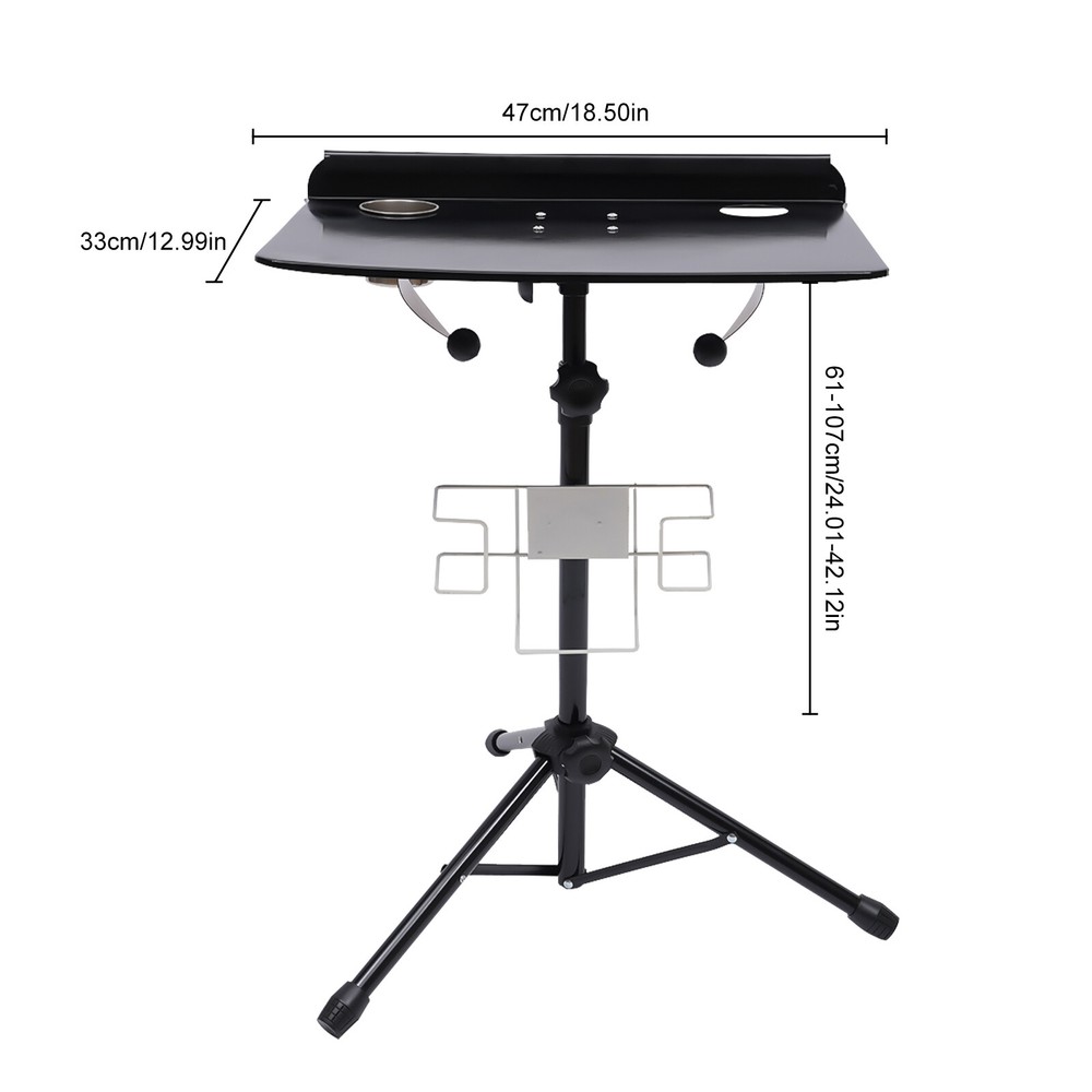 Tattoo Mobile Work Station Stand Fixed Desktop with a Removable Back Tray Black
