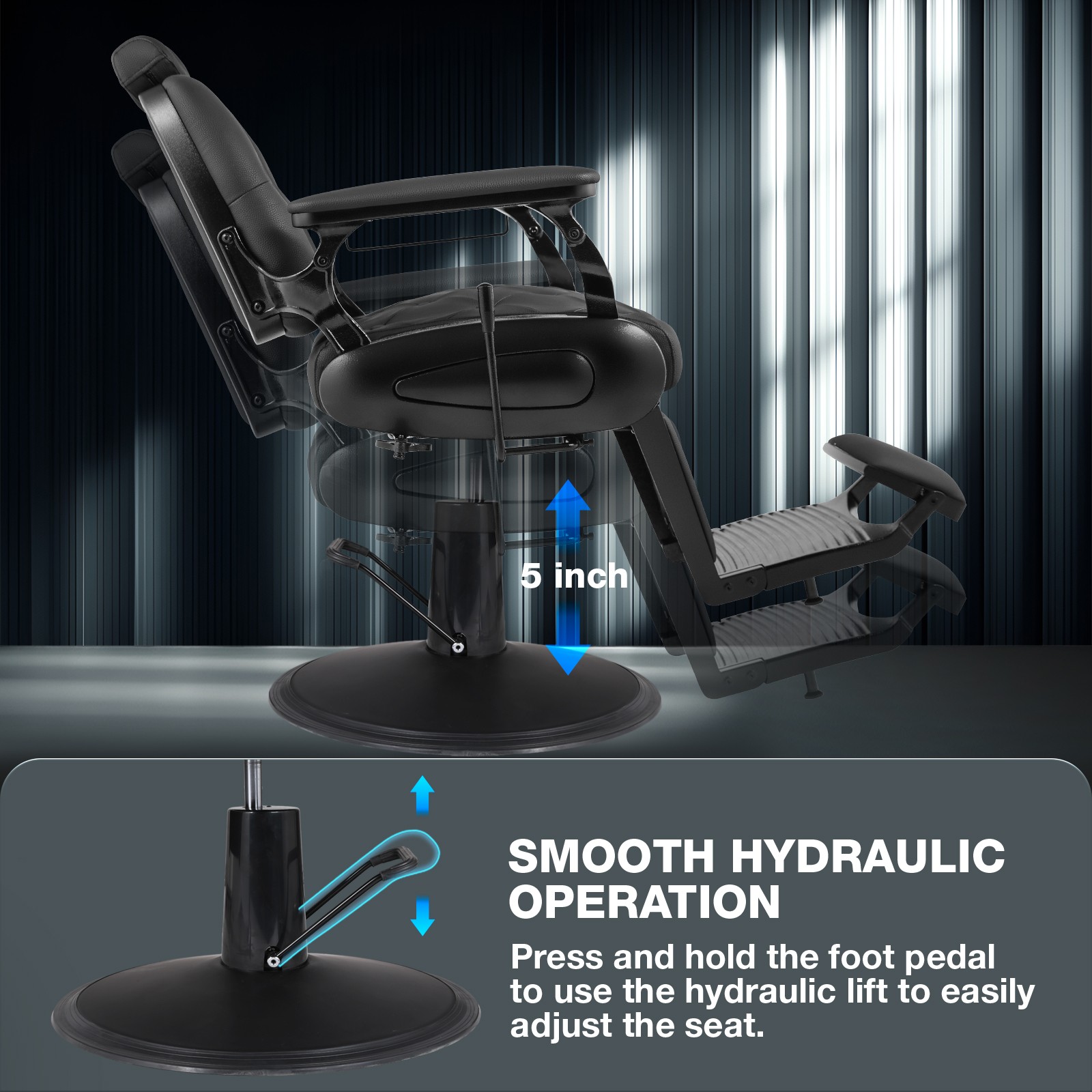 Black Recline All Purpose Barber Chair Heavy Duty Hydraulic Salon Beauty