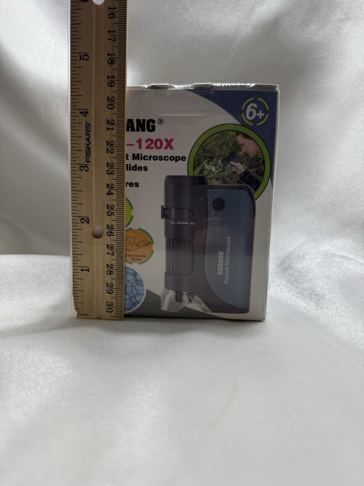BEBANG 60X-120X Portable Pocket Microscope W/Slides Educational