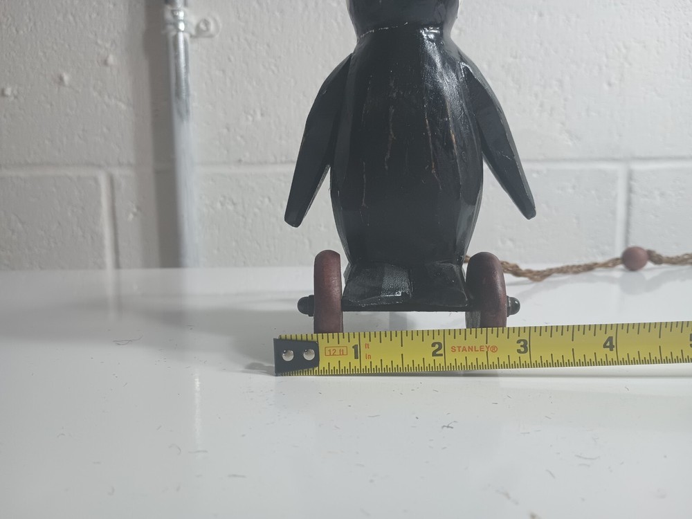 Wooden Pull Toy Penguin 6" Tall