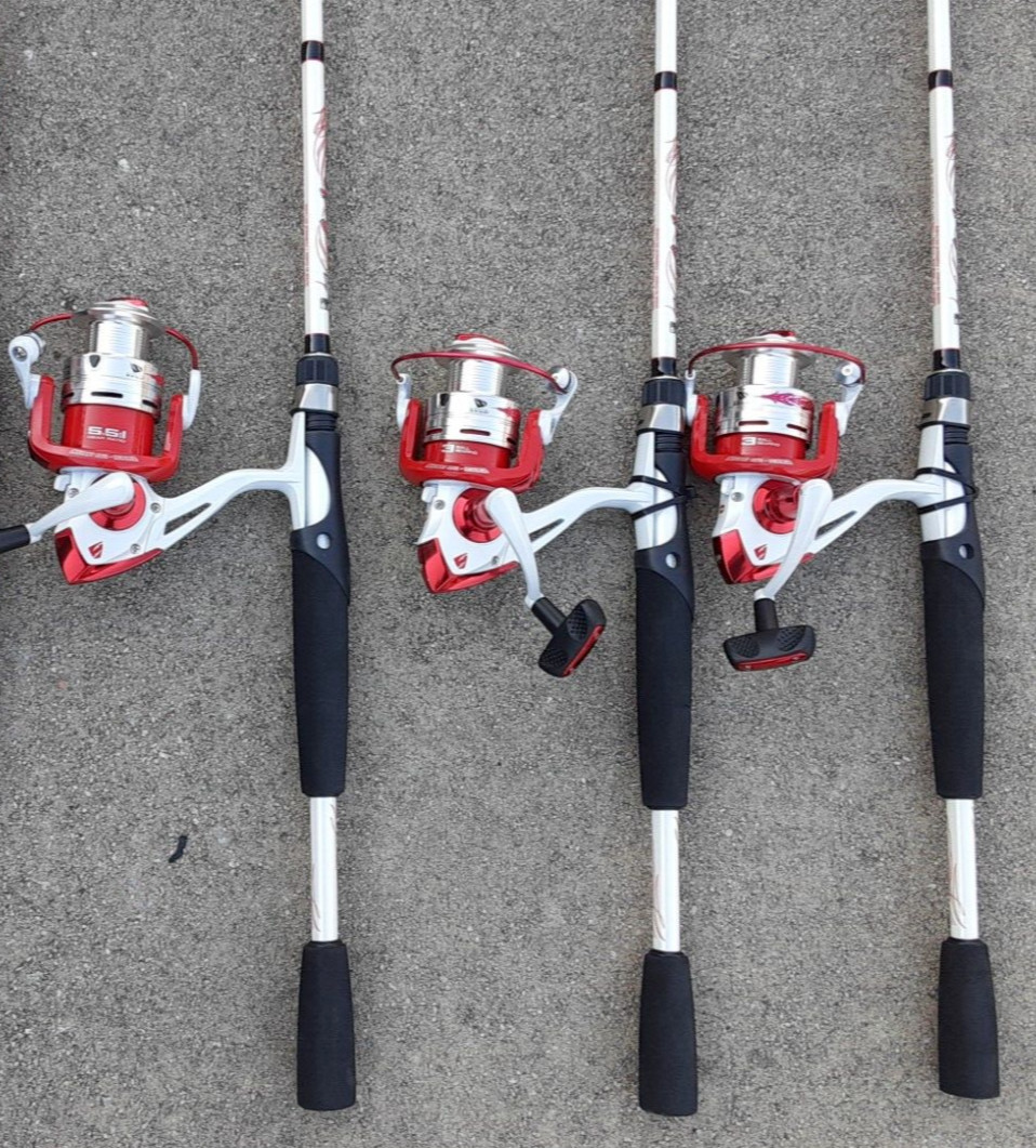 lot of 3 South Bend Recluse Spinning rod reel Combo 6'6" ft foot Medium heavy