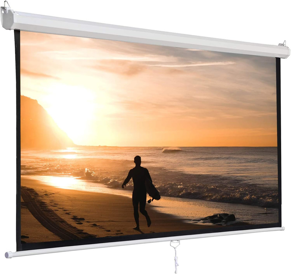 120'' Projector Screen Projection Screen Manual Pull Down HD Screen Home Theater