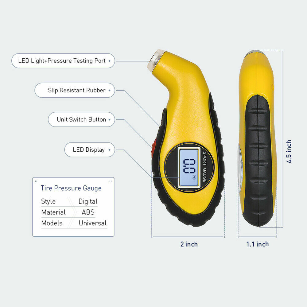 Tire Gauge Handy LCD Digital Air Pressure Gauge For Car Motorcycle Bicycle PSI