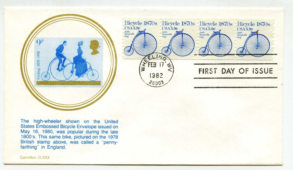 1901 5.9c Bicycle 1870s Carrollton FDC