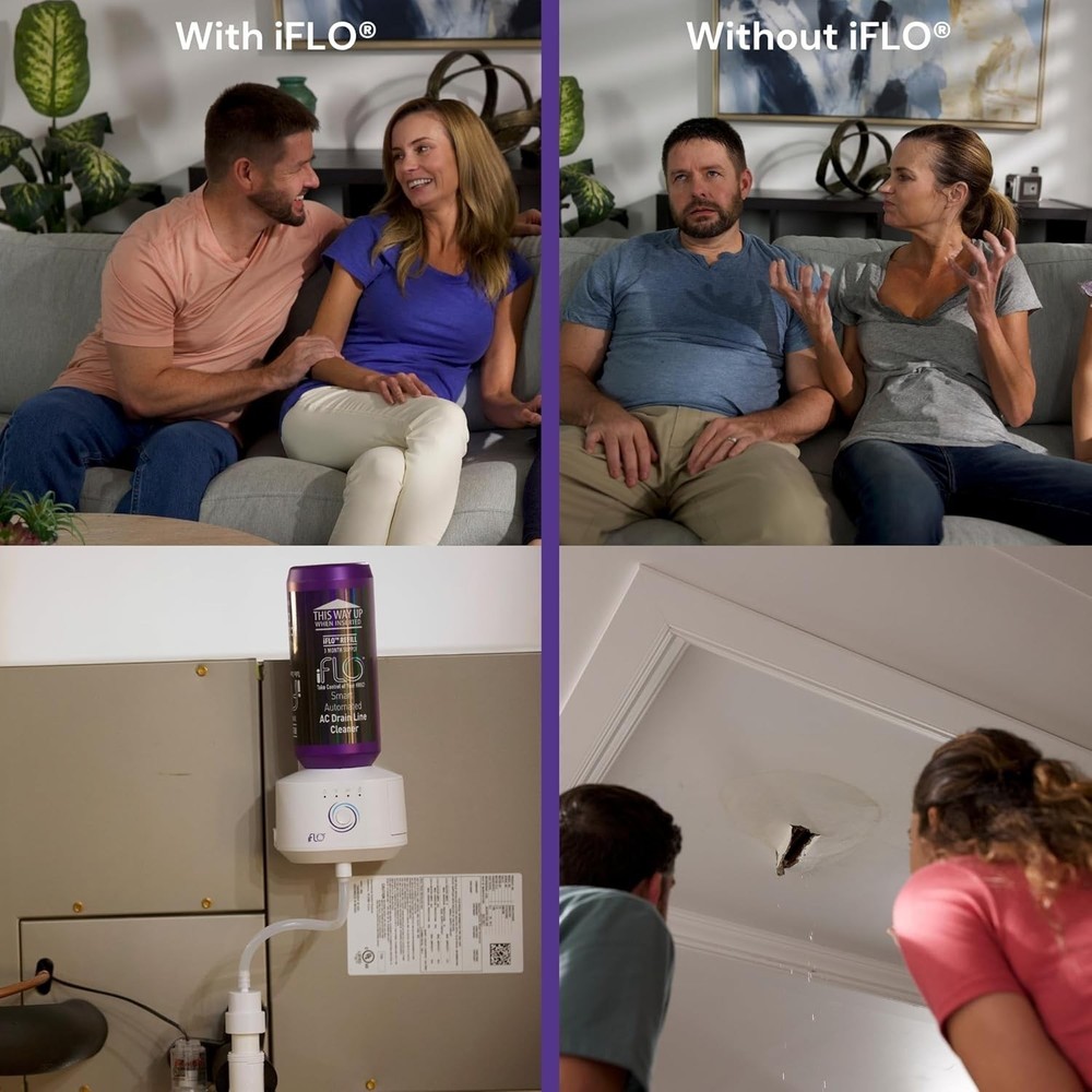 iFLO Smart Automatic HVAC Drain Cleaner - App-Controlled with 36 oz Solution