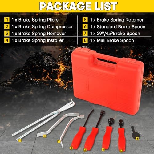 8PCS Drum Brake Tool Kit | Drum Brake Tool, Drum Brake Spring Tool, Universal