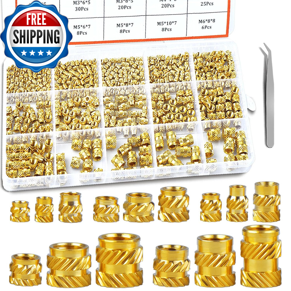 400 Pcs Premium Brass Threaded Inserts Kit M2 M2.5 M3 M4 M5 M6...