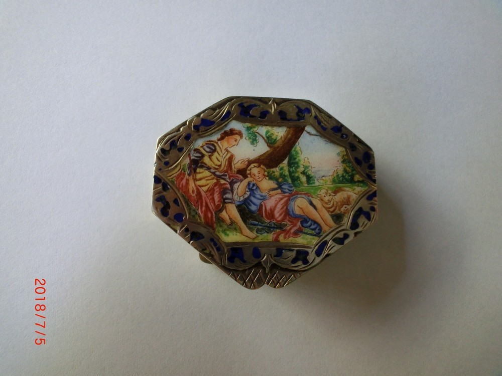 Vintage Italian 800 Silver Enameled Box