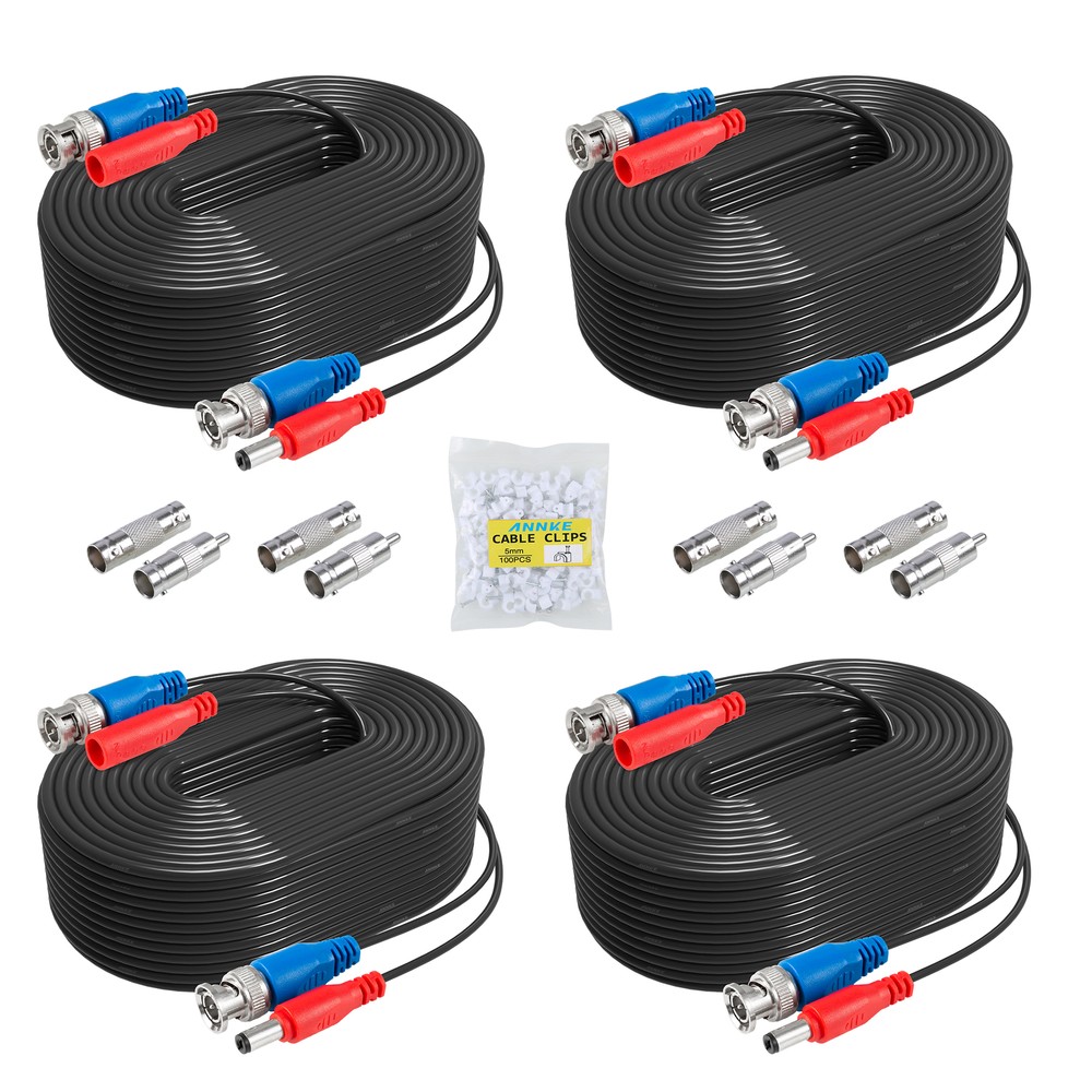 ANNKE 4x 100ft 30m Video Power BNC extend Cable for CCTV Security Camera System