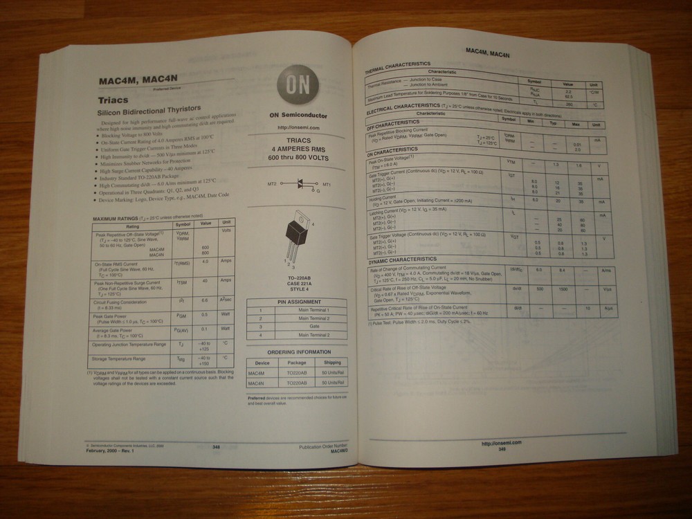 ON Semiconductor Thyristor Device Data Databook, May 2000