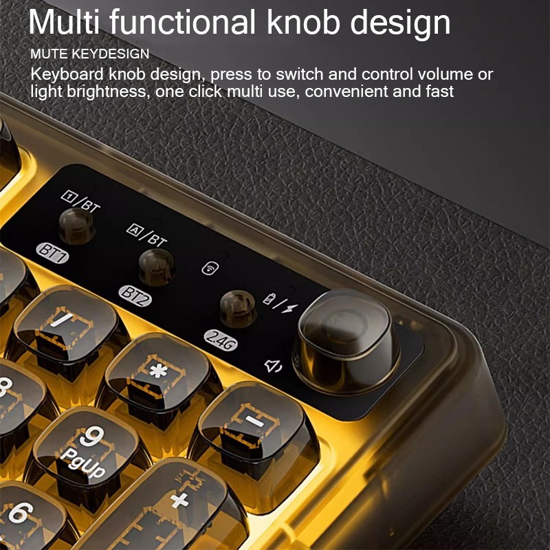 Transparent black Bluetooth wireless mouse and keyboard set: Fast connection.