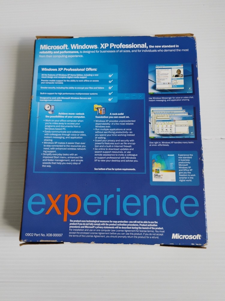 MICROSOFT WINDOWS XP PROFESSIONAL Big Box Upgrade version 2002
