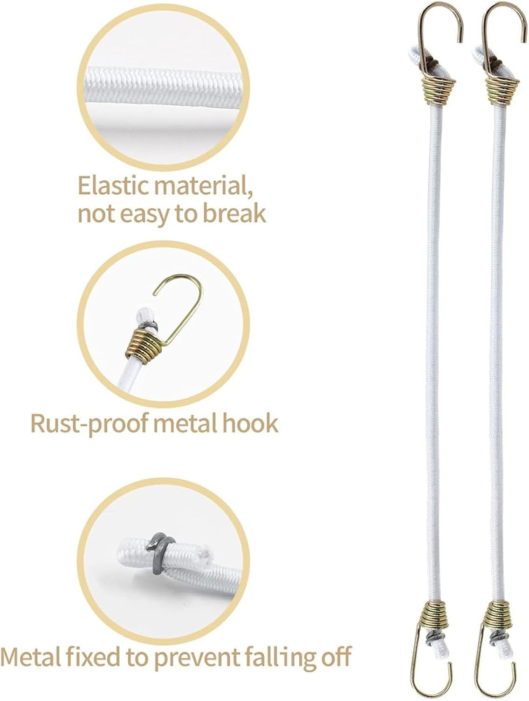 12 Pack Mini Bungee Cords with Hooks, 10 Inch Elastic Bungee Straps for Securing