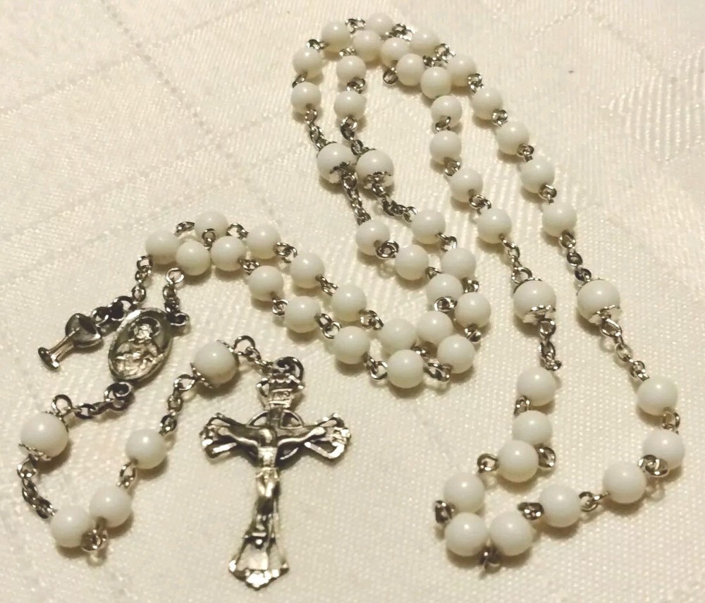 Vintage Bliss White Sterling Silver Rosary Chalice Charm Excellent Condition