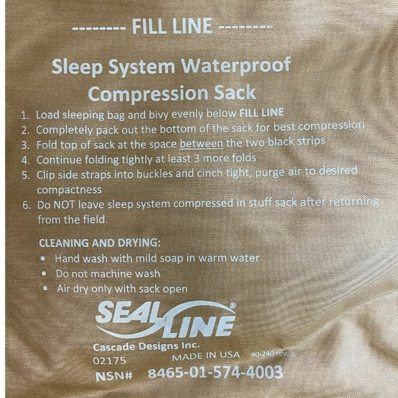 Military Issue SealLine Compression Stuff Sack, Used