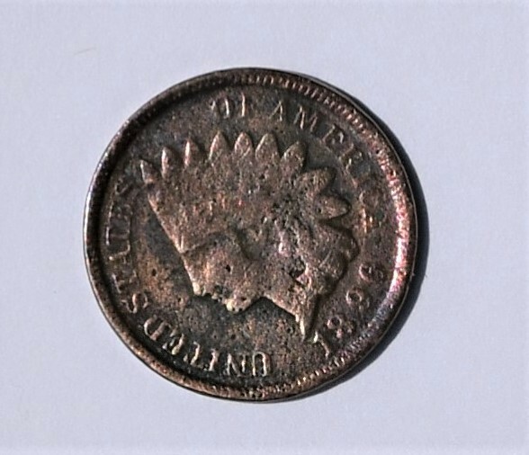 1896 Indian Head One Cent Penny Error Bronze Slight Rainbow Tone Error