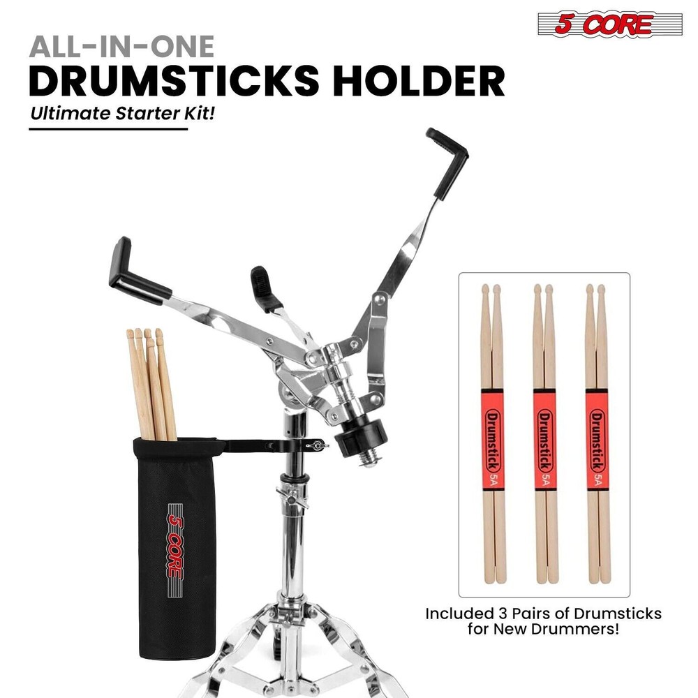 5Core Drum Throne Adjustable Guitar Stool Padded Seat + Drum Practice Pad Snare