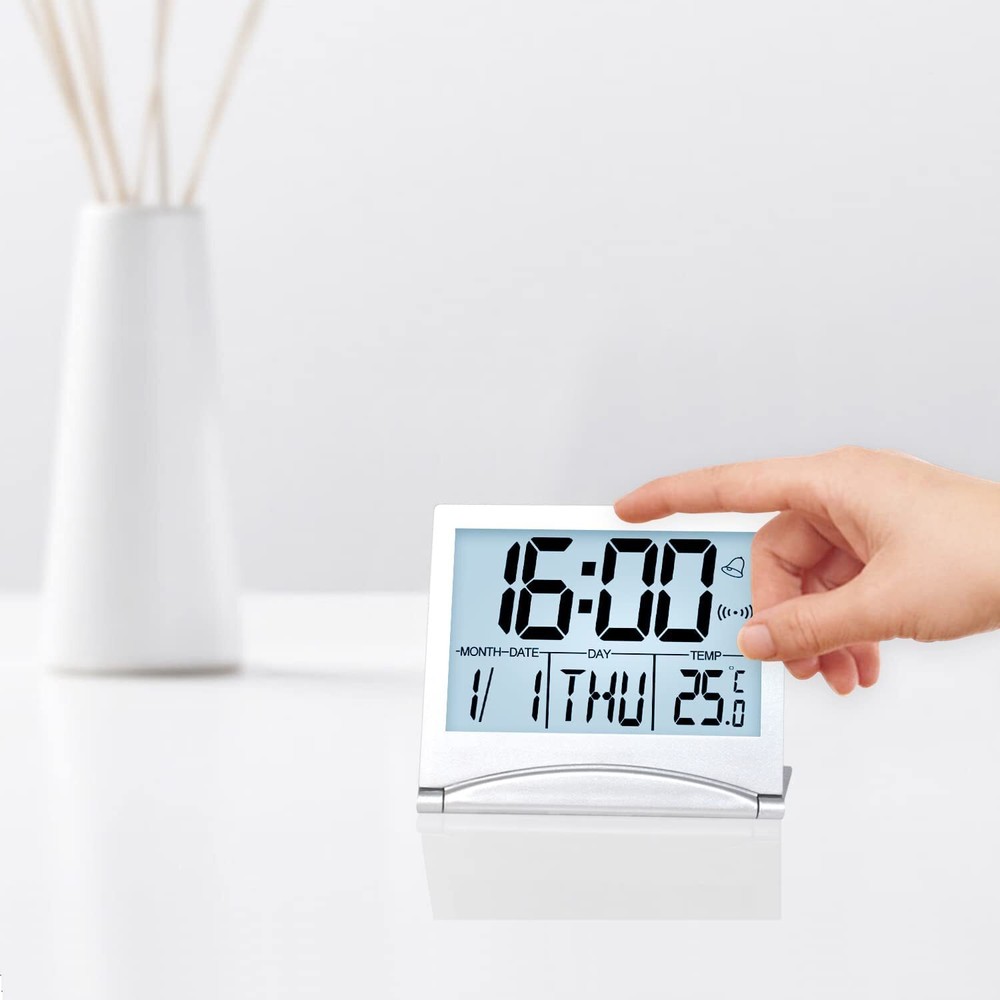 Betus Digital Travel Timer LCD Clock with Backlight - Compact LCD Desk Clock