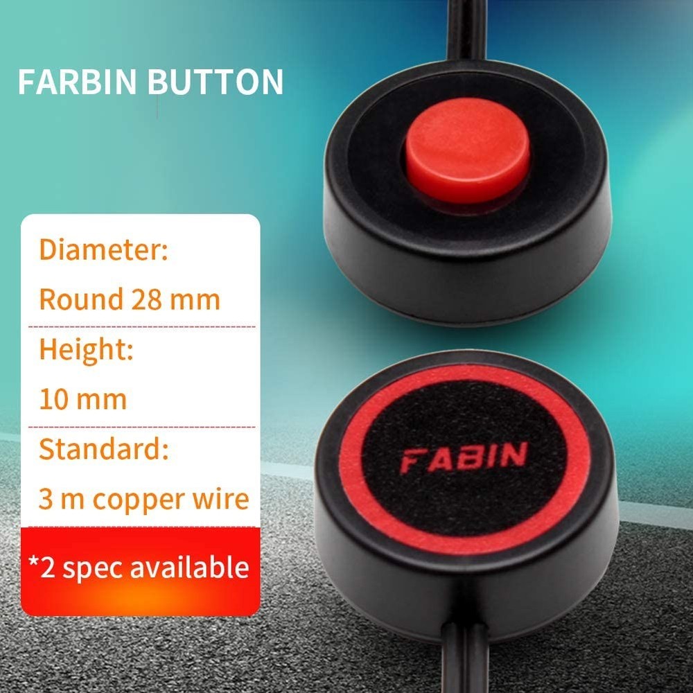Horn Push Button with Quick Connector, Momentary Switch with 3 Meters Wire, R...