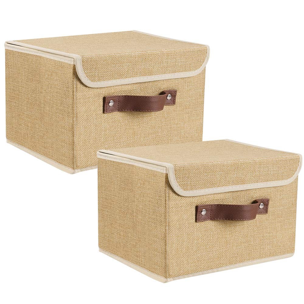 Storage Bins Boxes with Lids 2 Pack Decorative Storage Boxes Collapsible Fabr...